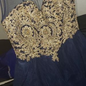 Formal womens navy blue/gold dress size Small